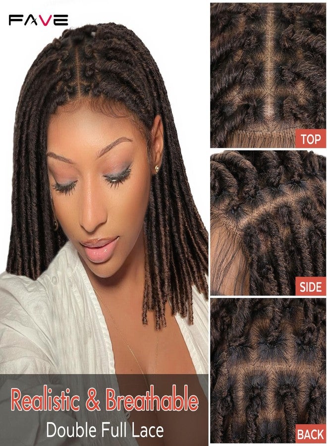 FAVE Soft Faux Locs Wig Synthetic Full Double Lace Dreadlock Wig Ombre Brown Braided Wigs for Black Women Dreads Wig for Women Natural Looking Part Free（Natural Color,280g） - Image 3
